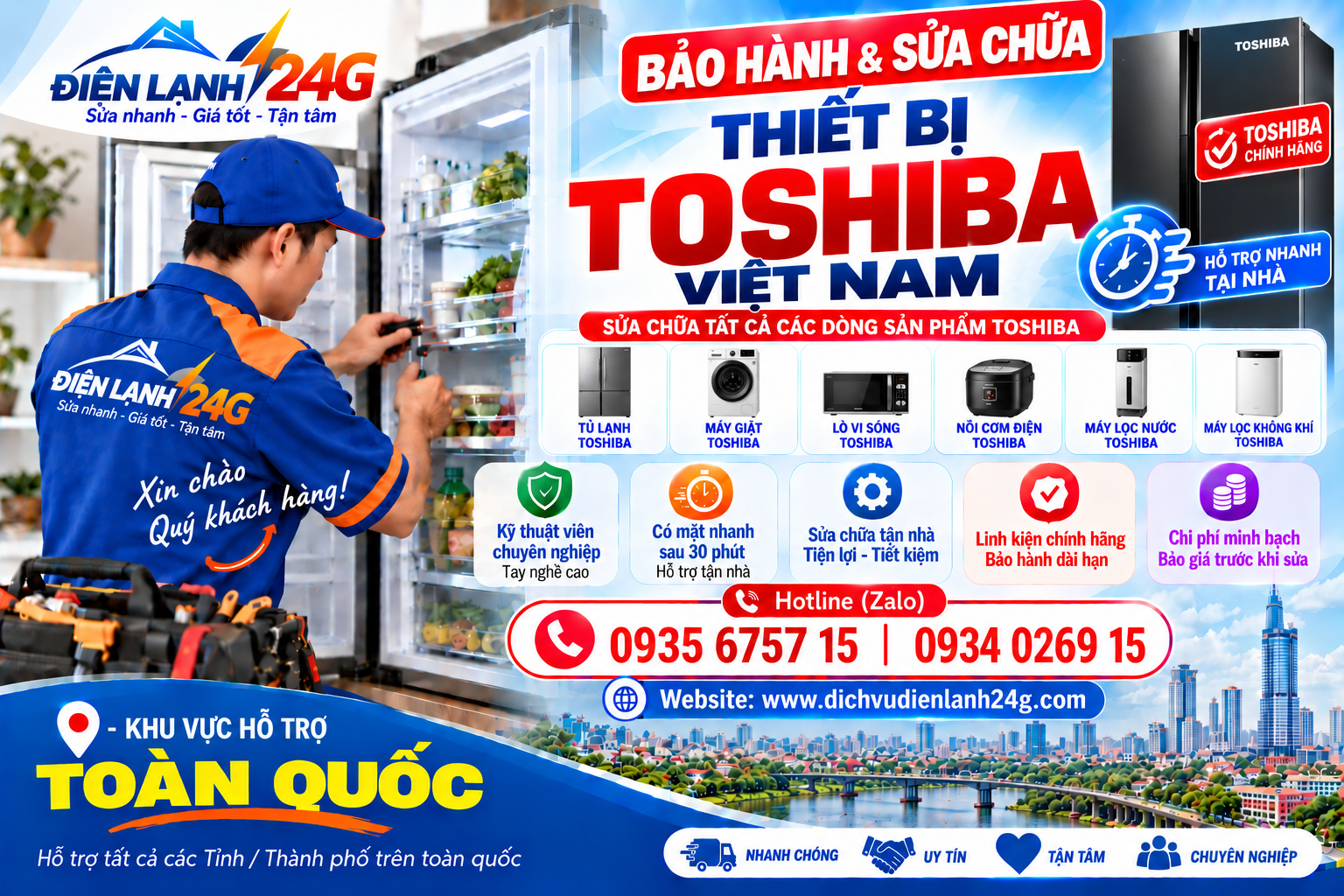 Trung tâm bảo hành tủ lạnh Toshiba tại quận 6
